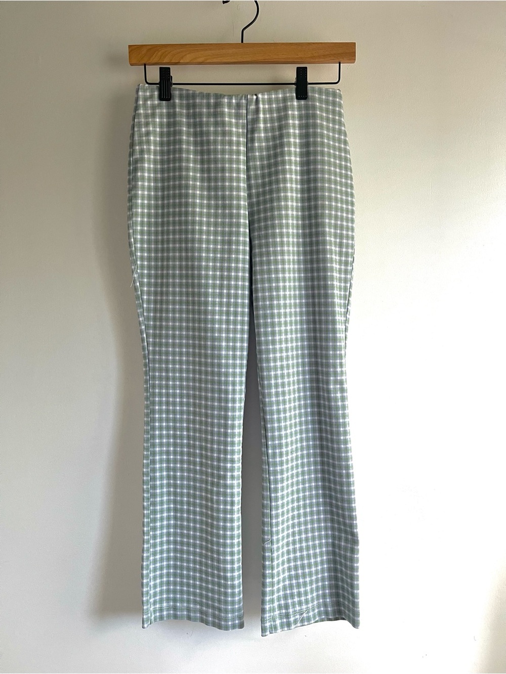 Originality Blue & Green Gingham Pull-on Pants Stretch Light Academia Summer M